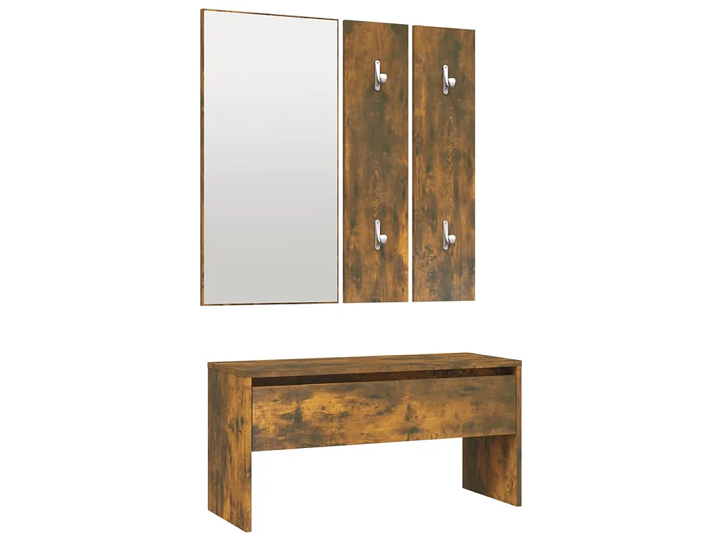 Ensemble de meubles de couloir Chêne fumé Bois d'ingénierie