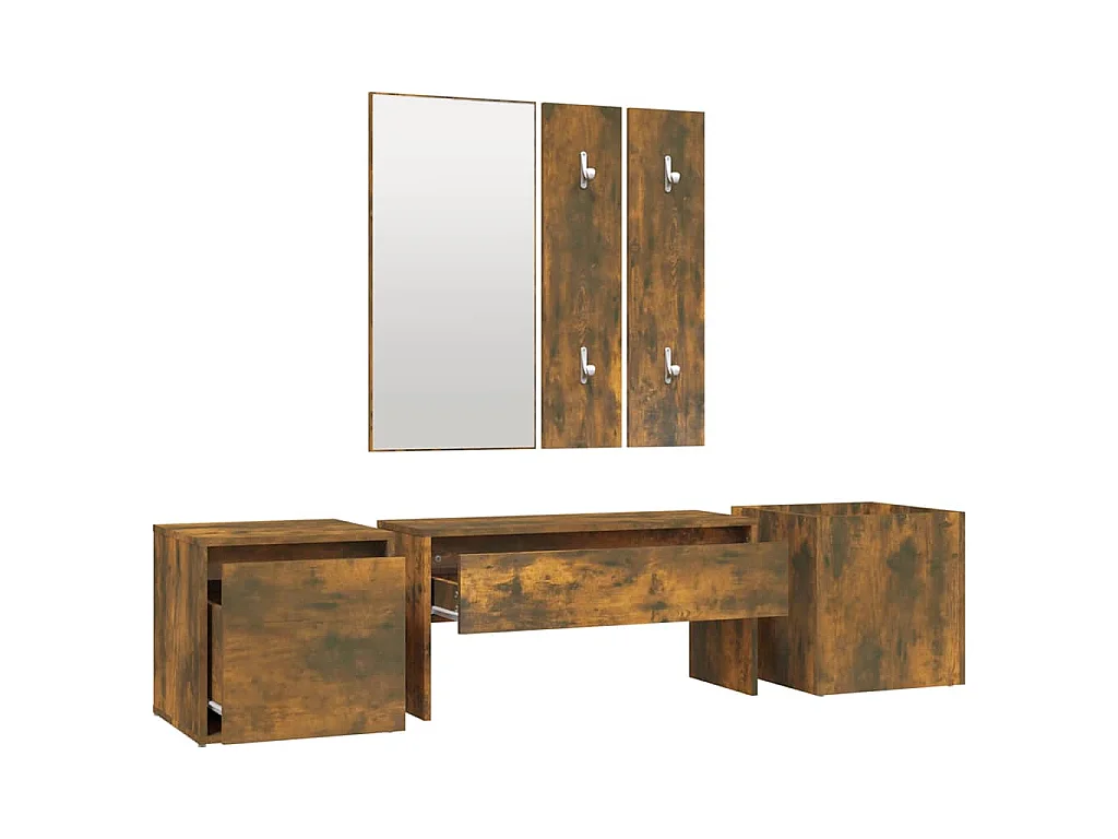 Ensemble de meubles de couloir Chêne fumé Bois d'ingénierie