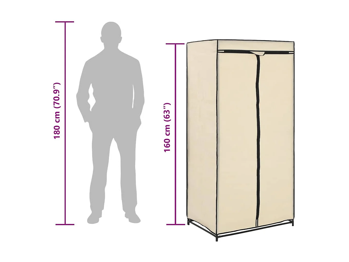 Garde-robe Crème 75x50x160 cm