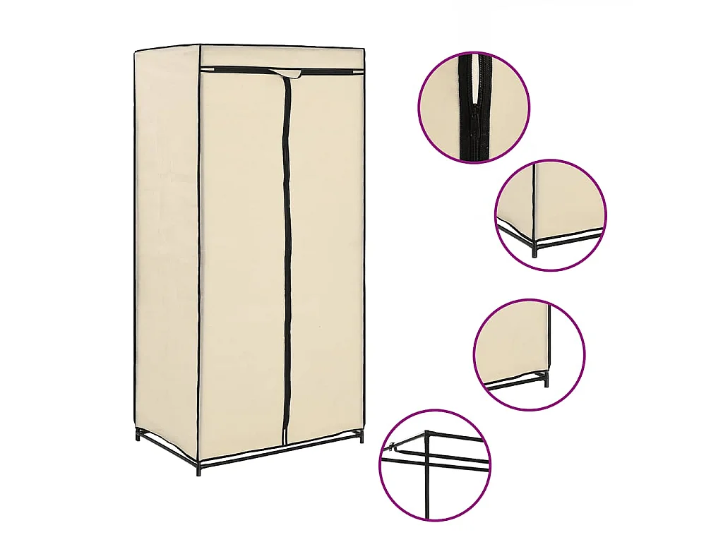 Kleiderschrank Creme 75×50×160 cm