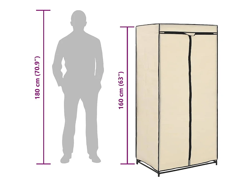 Kleiderschrank Creme 75×50×160 cm