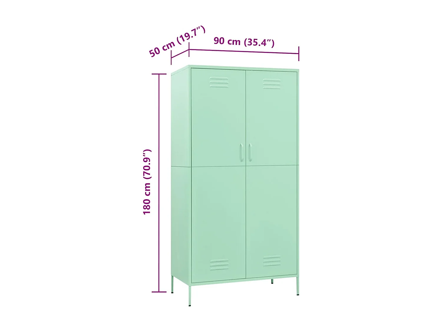 Garde-robe Vert menthe 90x50x180 cm Acier