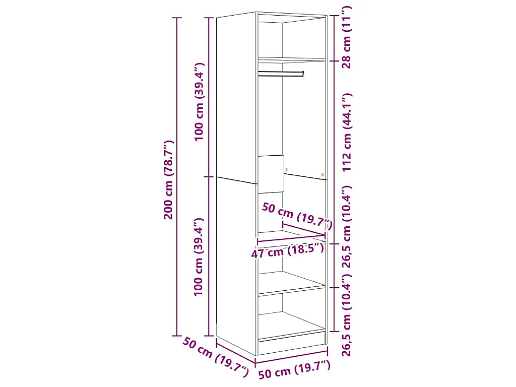 Armadio Rovere Sonoma 50x50x200 cm in Legno Multistrato