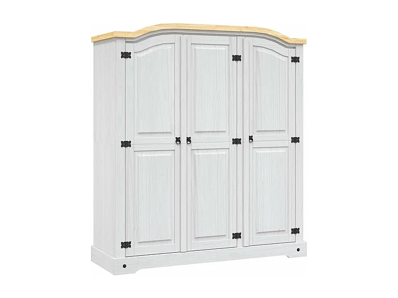 Kleiderschrank Mexiko-Stil Kiefernholz 3 Türen Weiß