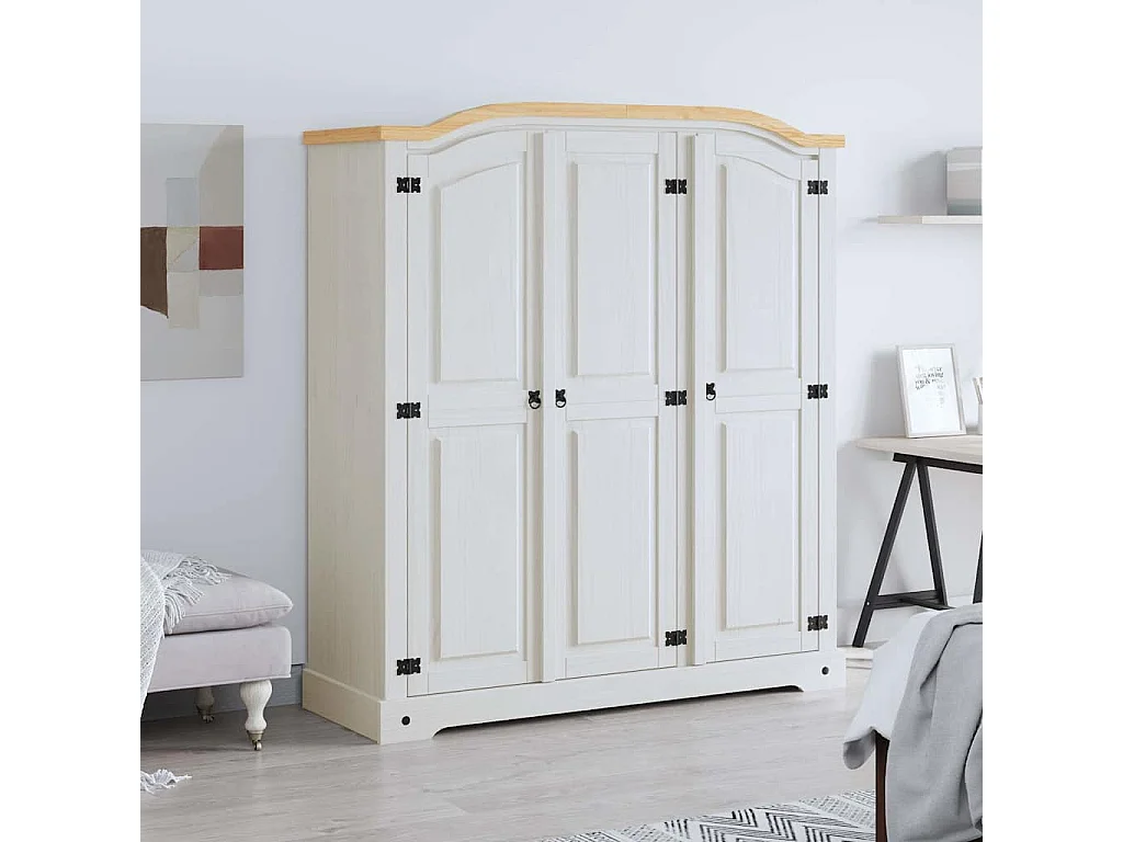 Garde-robe avec 3 portes Gamme Corona pin mexicain Blanc
