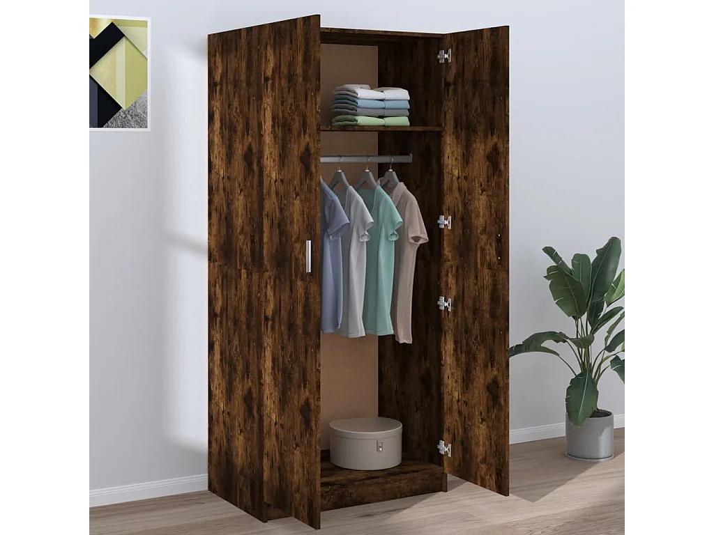 Armario madera contrachapada color roble ahumado 80x52x180 cm