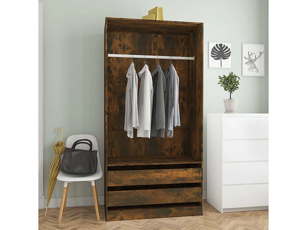 Garde-robe Chêne fumé 100x50x200 cm Bois d'ingénierie