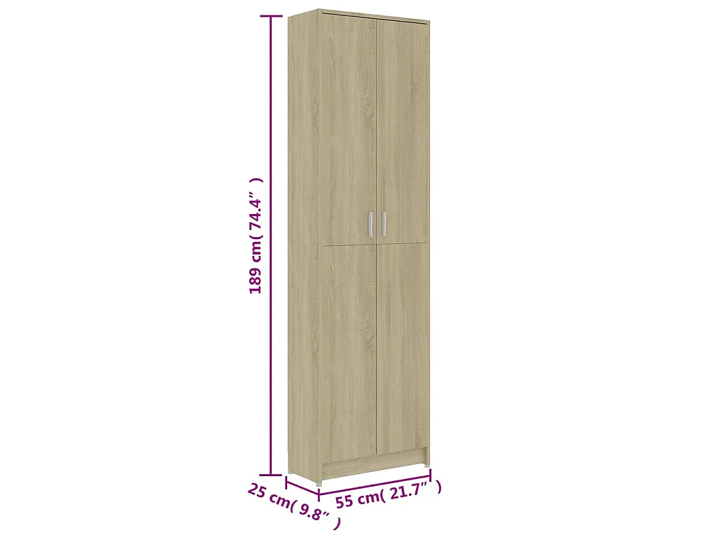 Armadio Corridoio Rovere Sonoma 55x25x189 cm Legno Multistrato