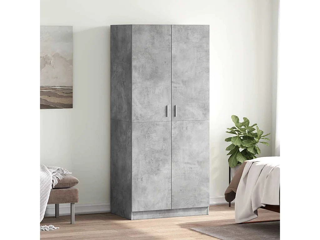 Armadio Grigio Cemento 80x52x180 cm in Legno Multistrato