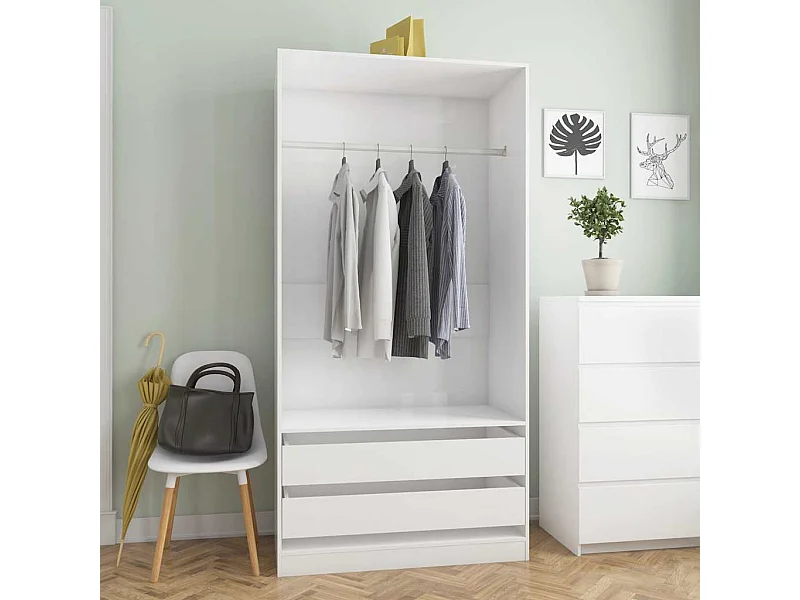 Kleiderschrank Hochglanz-Weiß 100x50x200 cm Holzwerkstoff