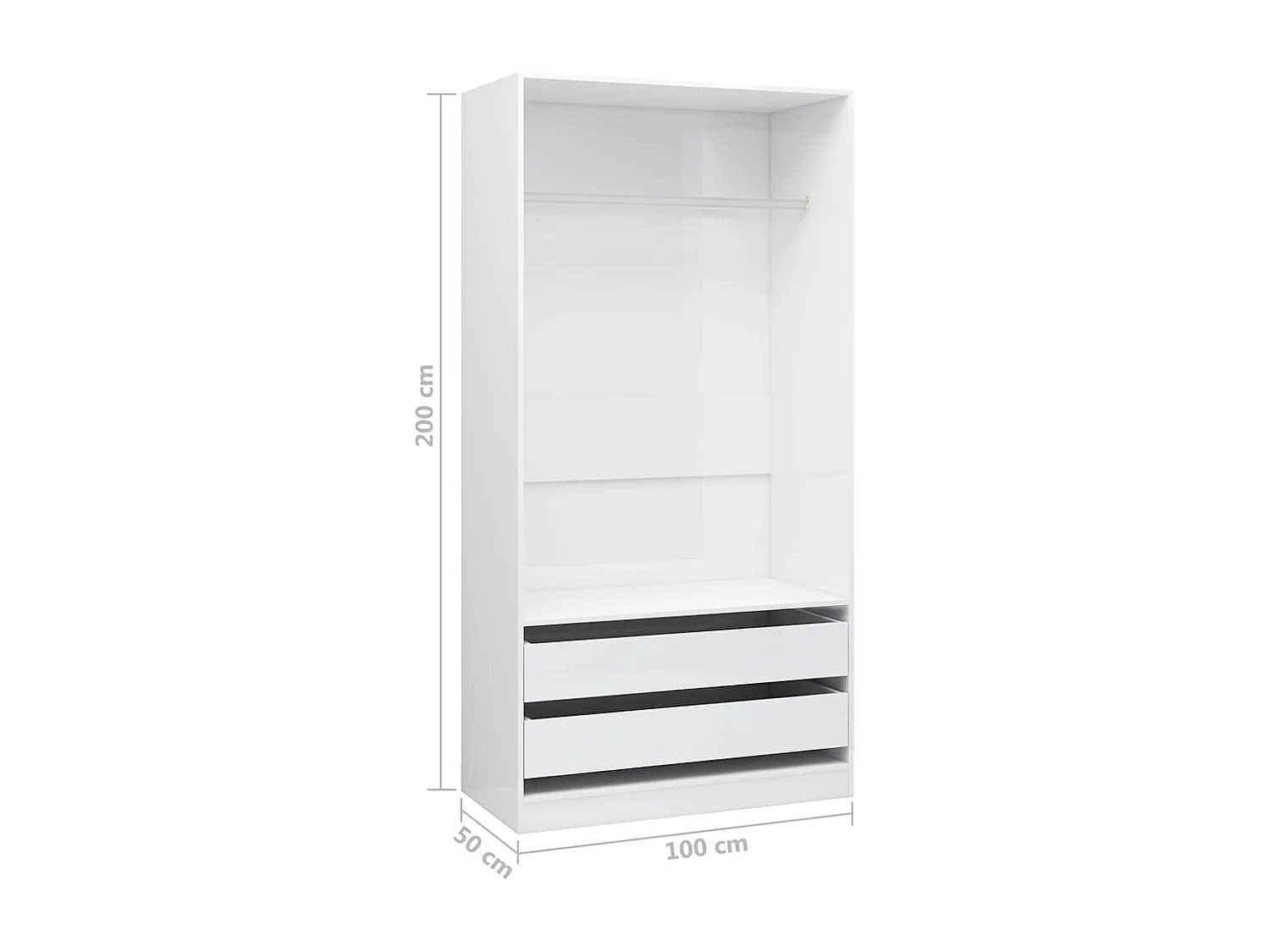 Garde-robe Blanc brillant 100x50x200 cm Bois d'ingénierie