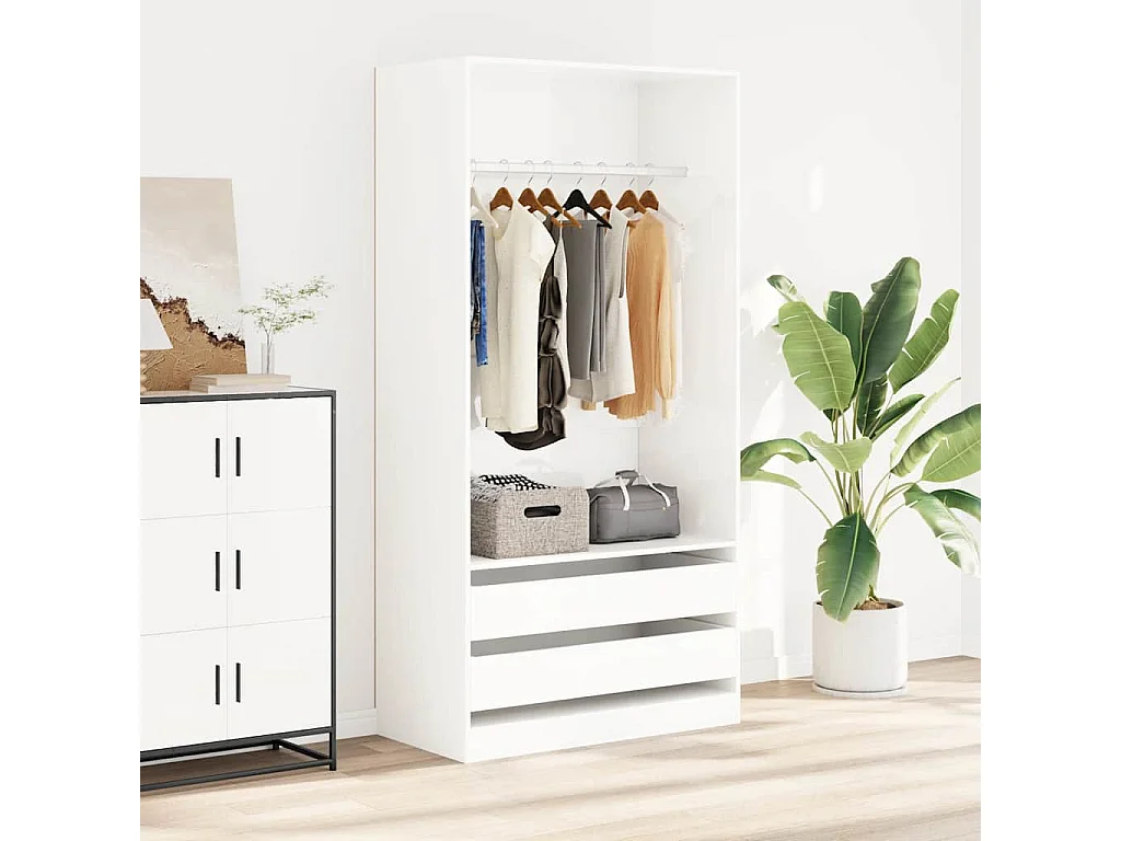Roupeiro 100x50x200 cm derivados de madeira branco brilhante