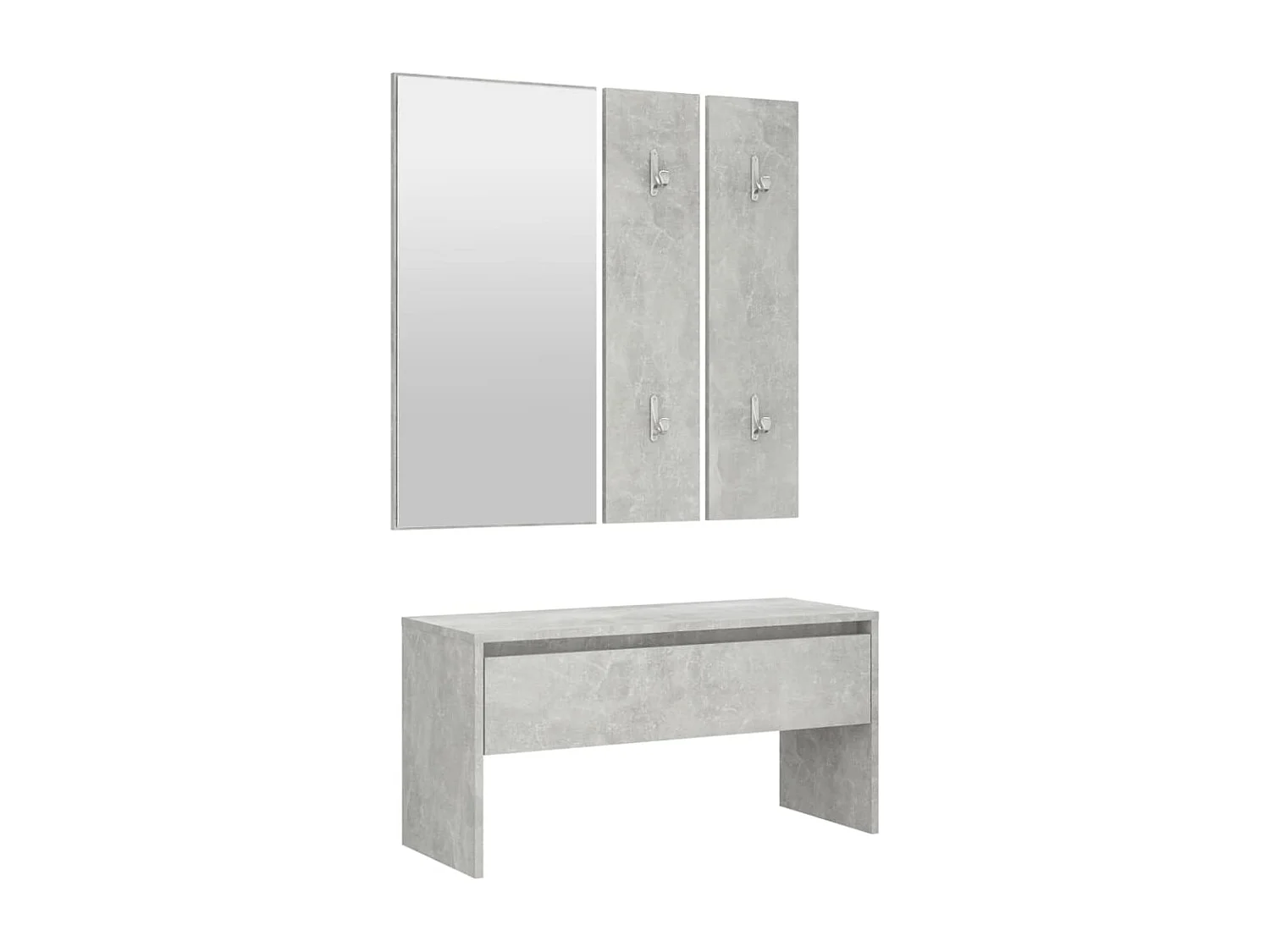 Garderobe set bewerkt hout betongrijs