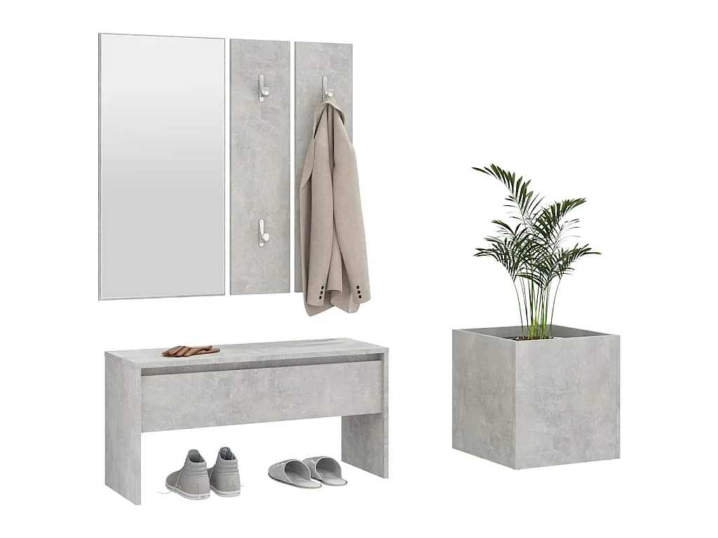 Ensemble de meubles de couloir Gris béton Bois d'ingénierie