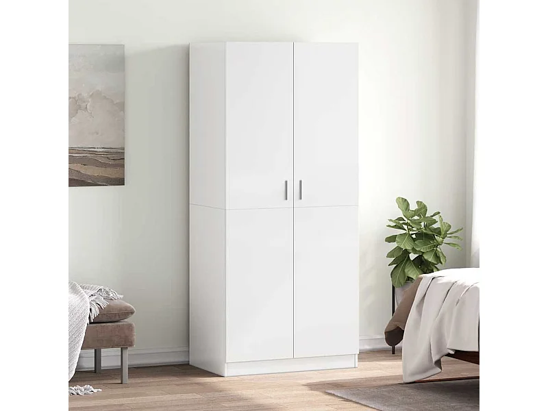Kleiderschrank Hochglanz-Weiß 80x52x180 cm Holzwerkstoff