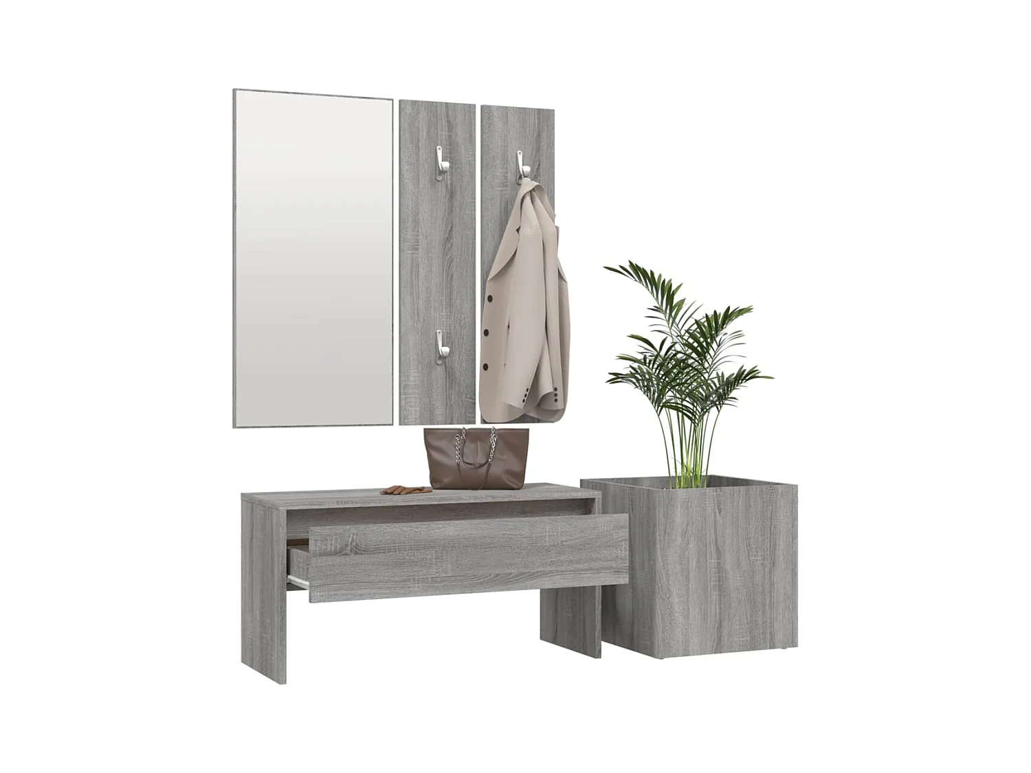 Garderoben-Set Grau Sonoma Holzwerkstoff