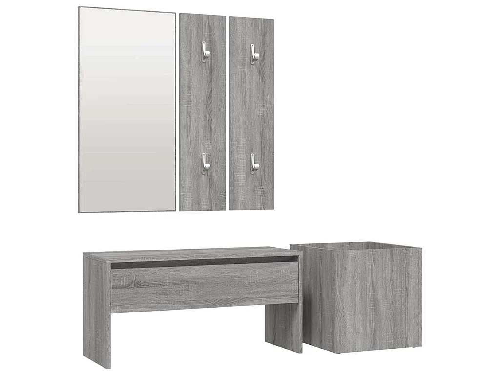 Set di Mobili da Corridoio Grigio Sonoma in Legno Multistrato