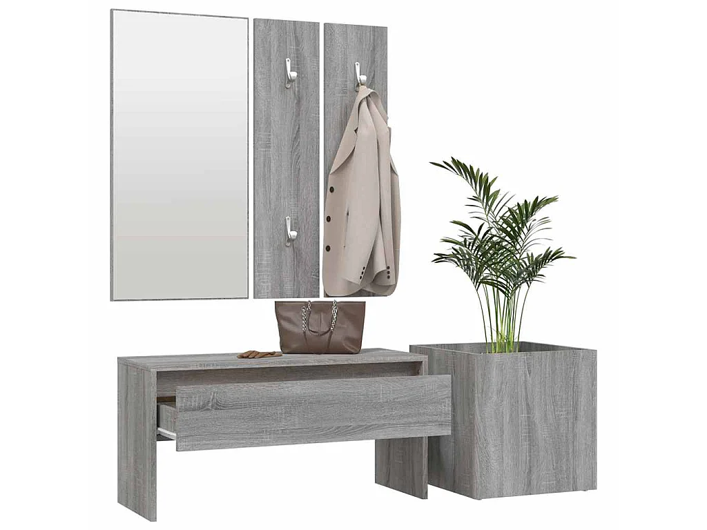 Set di Mobili da Corridoio Grigio Sonoma in Legno Multistrato
