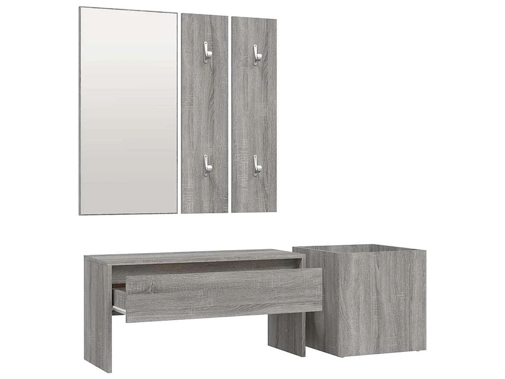Set di Mobili da Corridoio Grigio Sonoma in Legno Multistrato