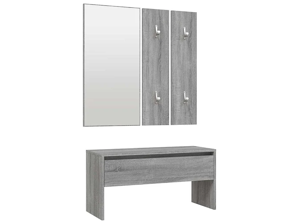 Set di Mobili da Corridoio Grigio Sonoma in Legno Multistrato