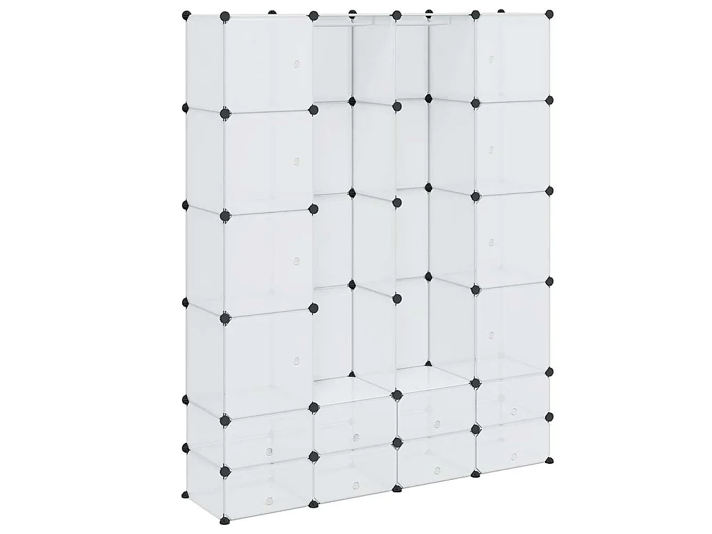 Cabinet modulable avec 18 compartiments blanc 37x146x180,5 cm