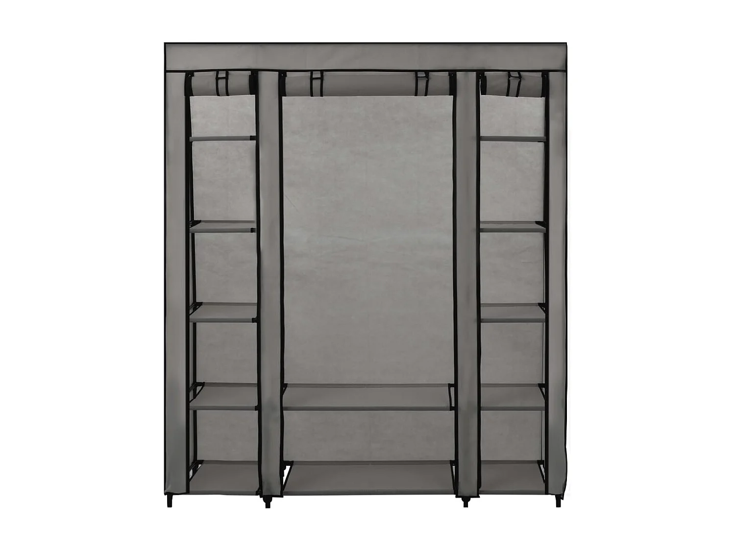 Stoffschrank mit Fächern Kleiderstangen Grau 150x45x176cm