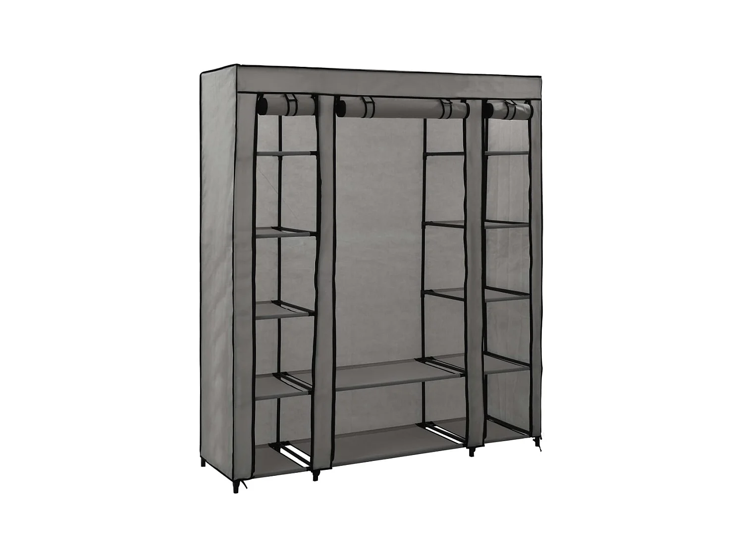 Kledingkast met vakken en stangen 150x45x176 cm stof grijs