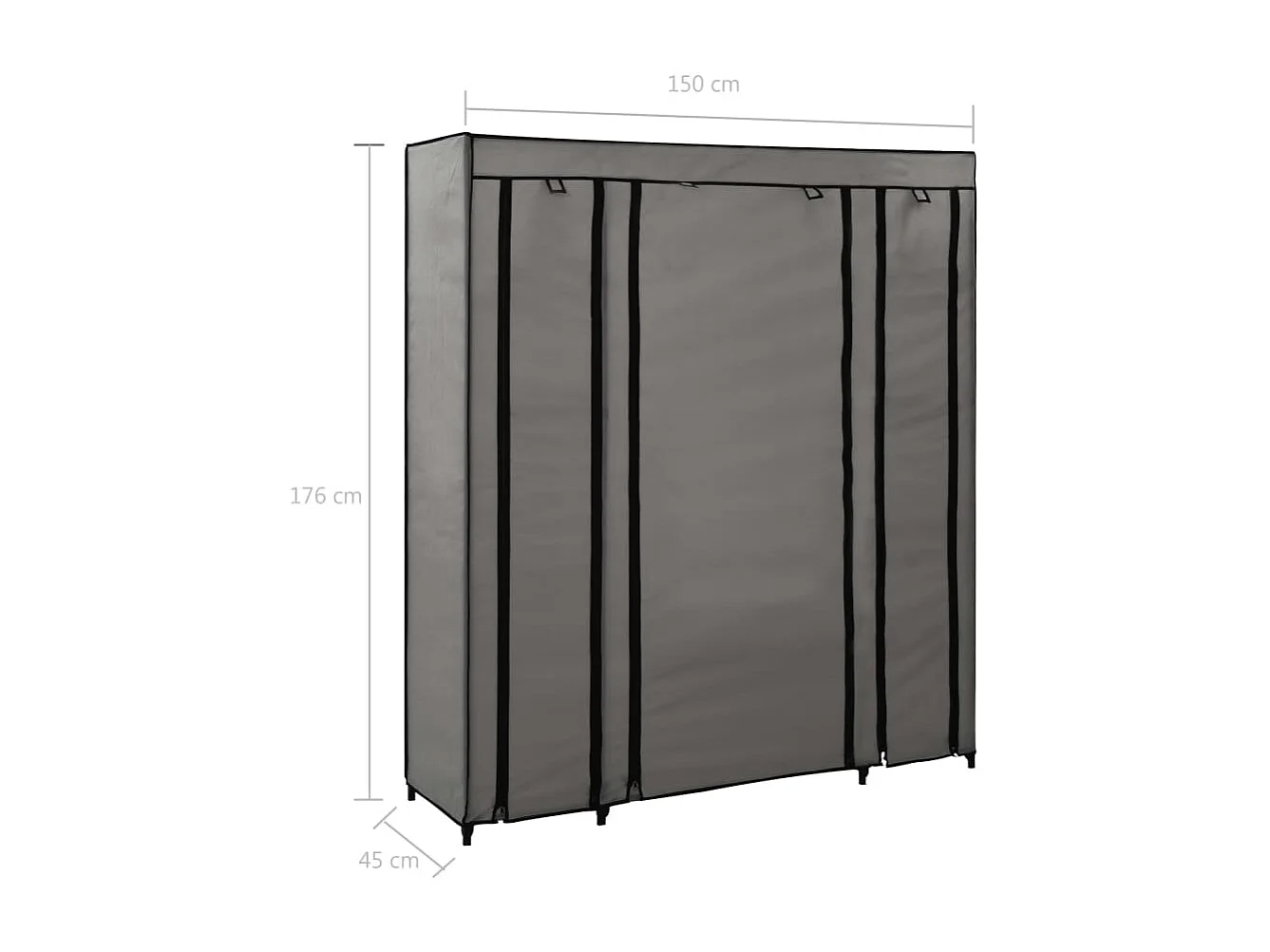 Armoire avec compartiments et tiges Gris 150x45x176 cm Tissu