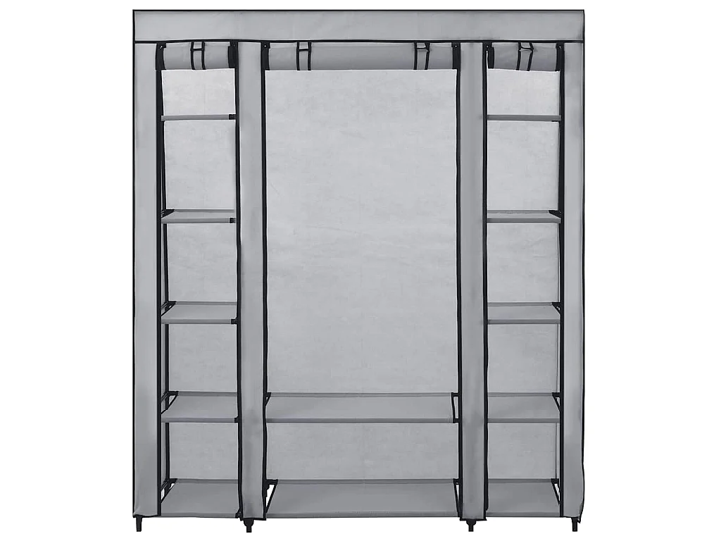 Armoire avec compartiments et tiges Gris 150x45x176 cm Tissu