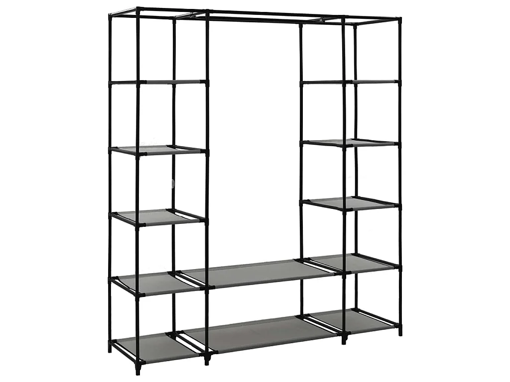 Armoire avec compartiments et tiges Gris 150x45x176 cm Tissu