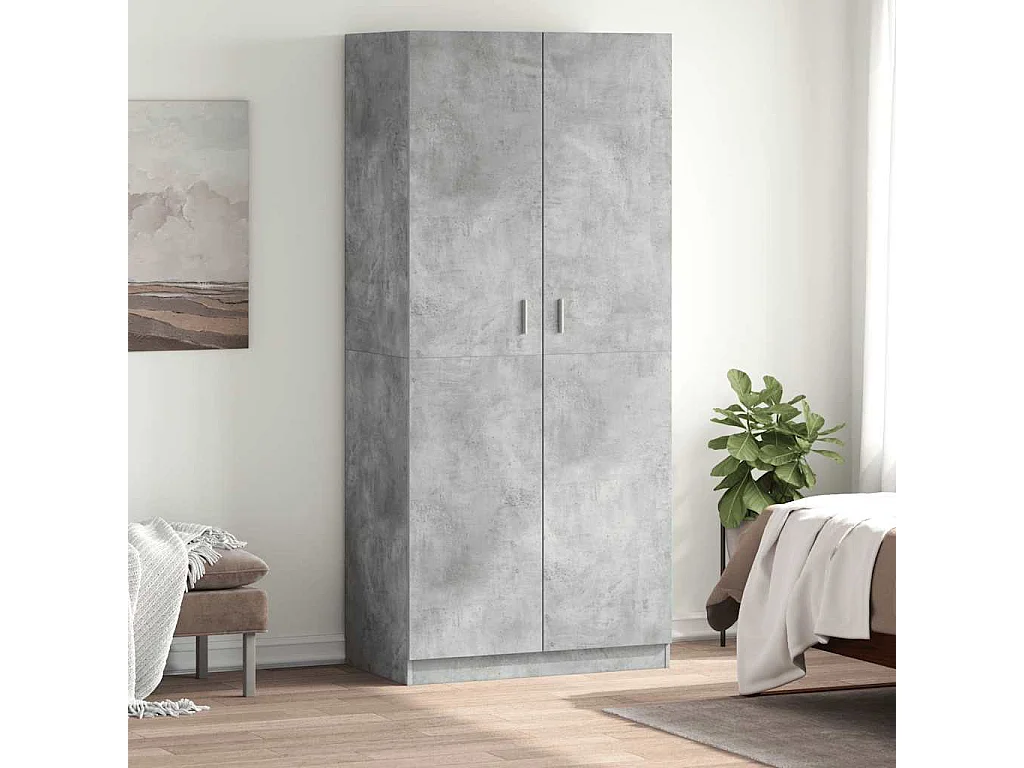 Armadio Grigio Cemento 90x52x200 cm in Legno Multistrato