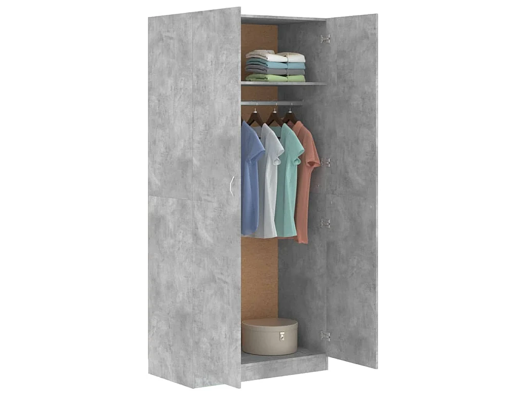 Armadio Grigio Cemento 90x52x200 cm in Legno Multistrato