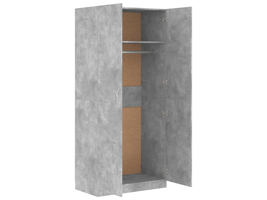 Armadio Grigio Cemento 90x52x200 cm in Legno Multistrato