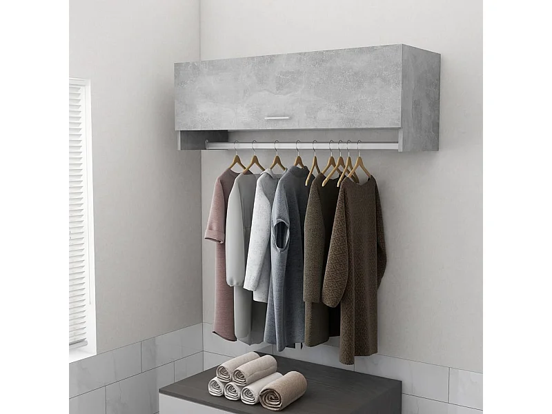 Armario de madera contrachapada gris hormigón 100x32,5x35 cm