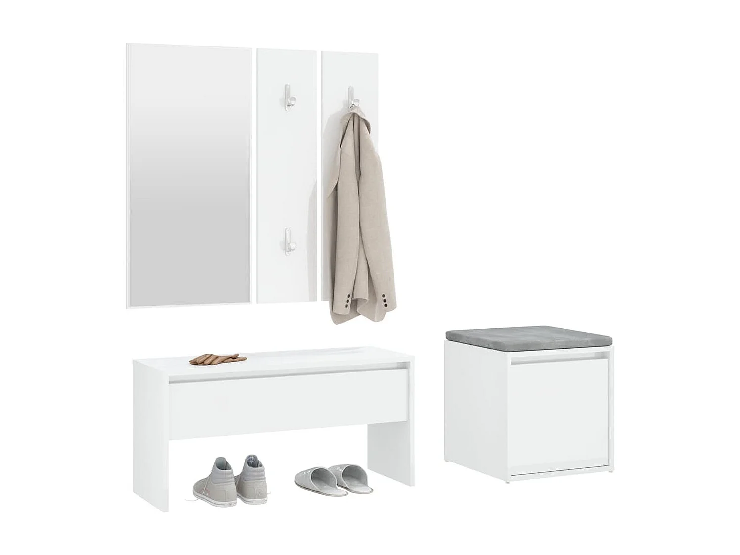 Ensemble de meubles de couloir Blanc brillant Bois d'ingénierie