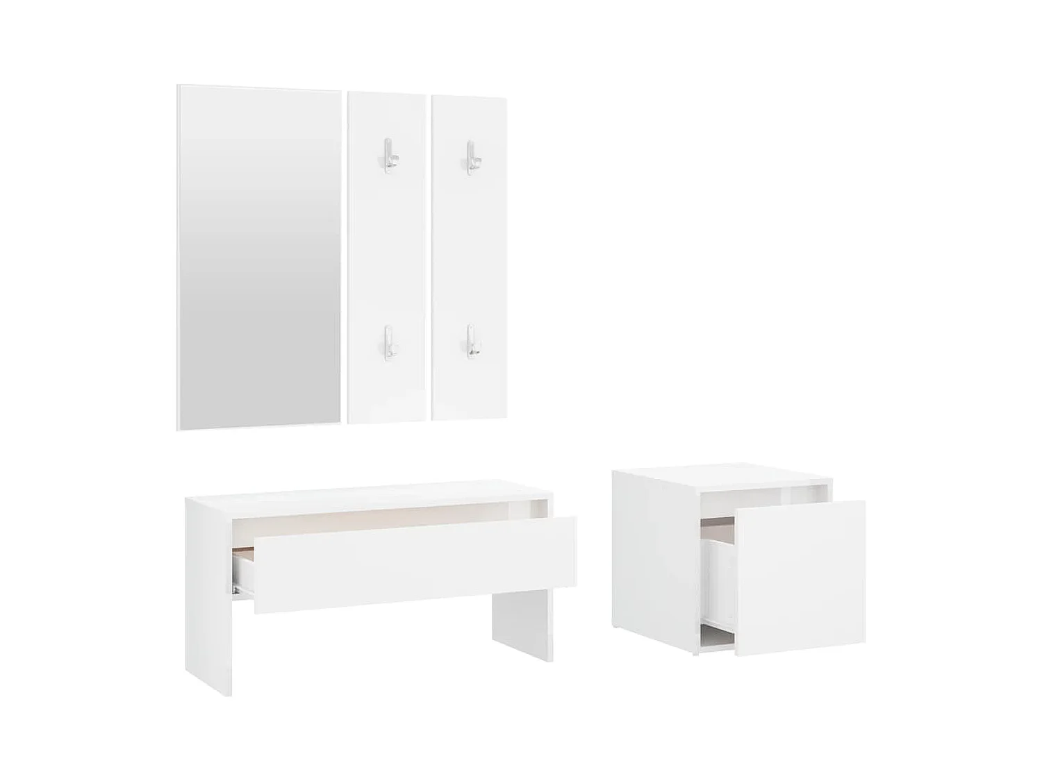 Ensemble de meubles de couloir Blanc brillant Bois d'ingénierie