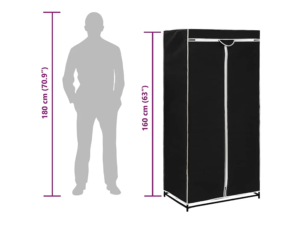Armadio Nero 75x50x160 cm