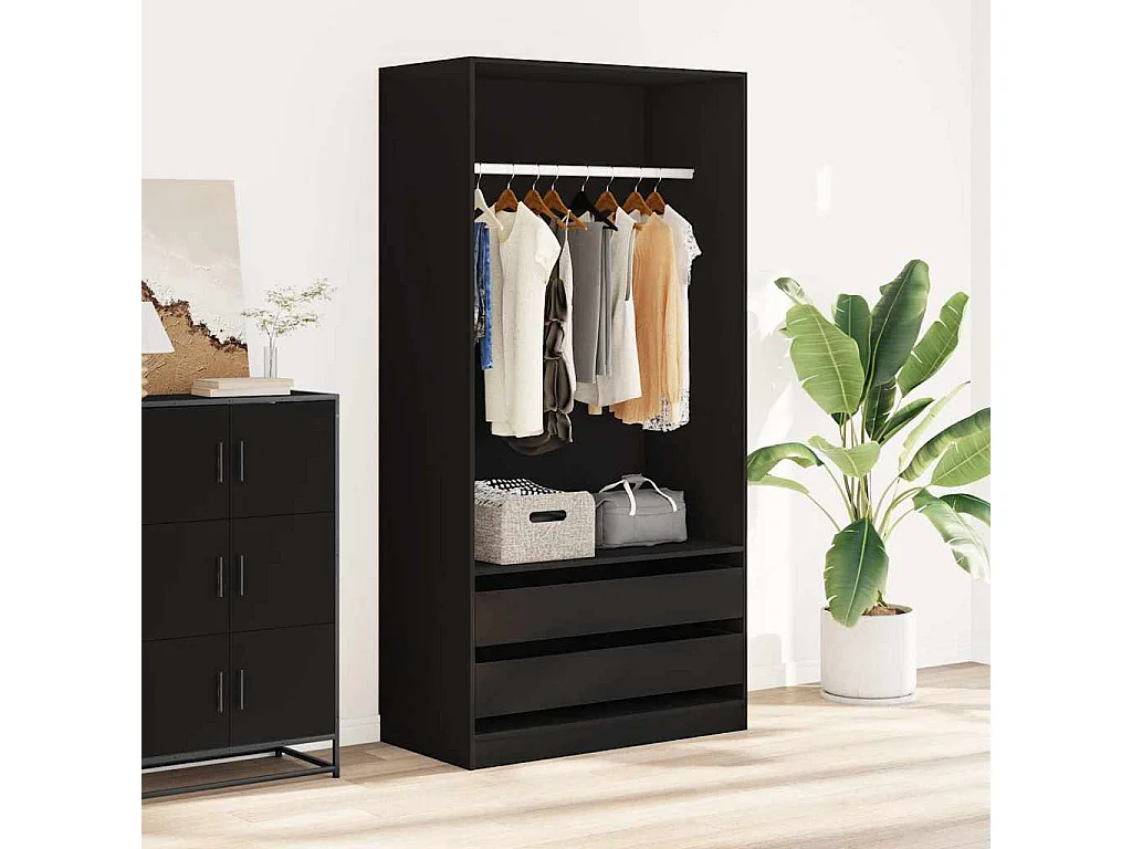 Kledingkast 100x50x200 cm bewerkt hout zwart
