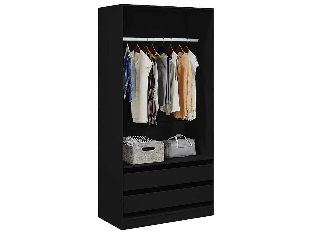 Garde-robe Noir 100x50x200 cm Bois d'ingénierie