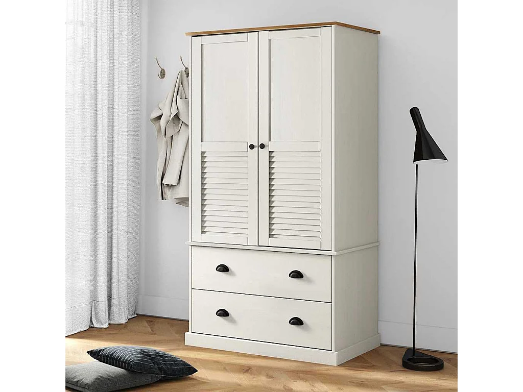 Kledingkast VIGO 90x55x170 cm massief grenenhout wit