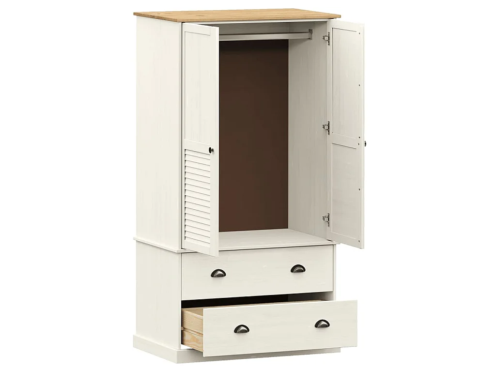 Kledingkast VIGO 90x55x170 cm massief grenenhout wit