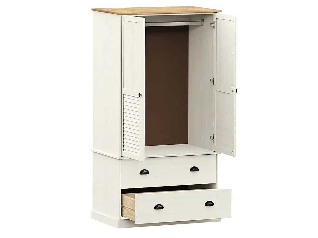Garde-robe VIGO blanc 90x55x170 cm bois massif de pin