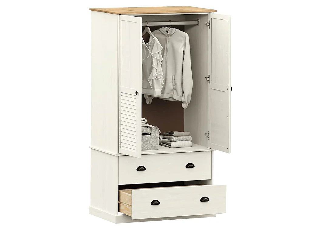 Garde-robe VIGO blanc 90x55x170 cm bois massif de pin