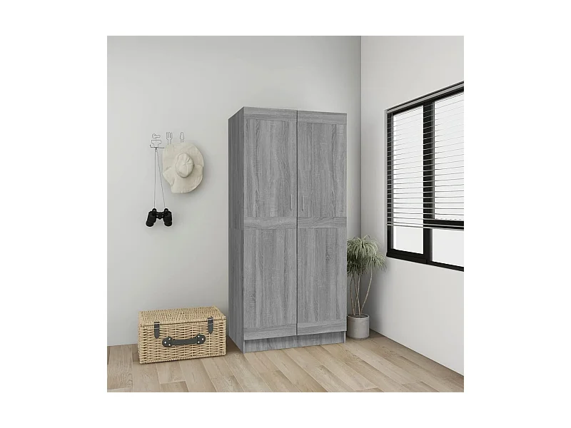 Roupeiro 82,5x51,5x180 cm derivados de madeira cinzento sonoma