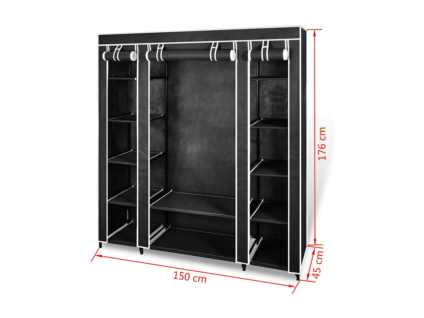 Armoire avec compartiments et tiges 45 x 150 x 176 cm Noir