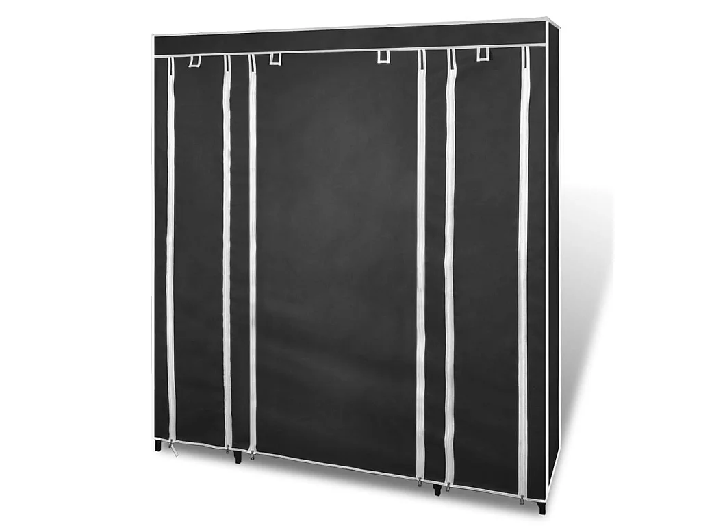 Armadio in Tessuto con Scomparti e Aste 45x150x176 cm Nero