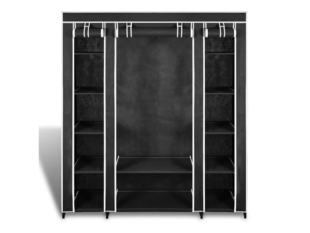 Armadio in Tessuto con Scomparti e Aste 45x150x176 cm Nero
