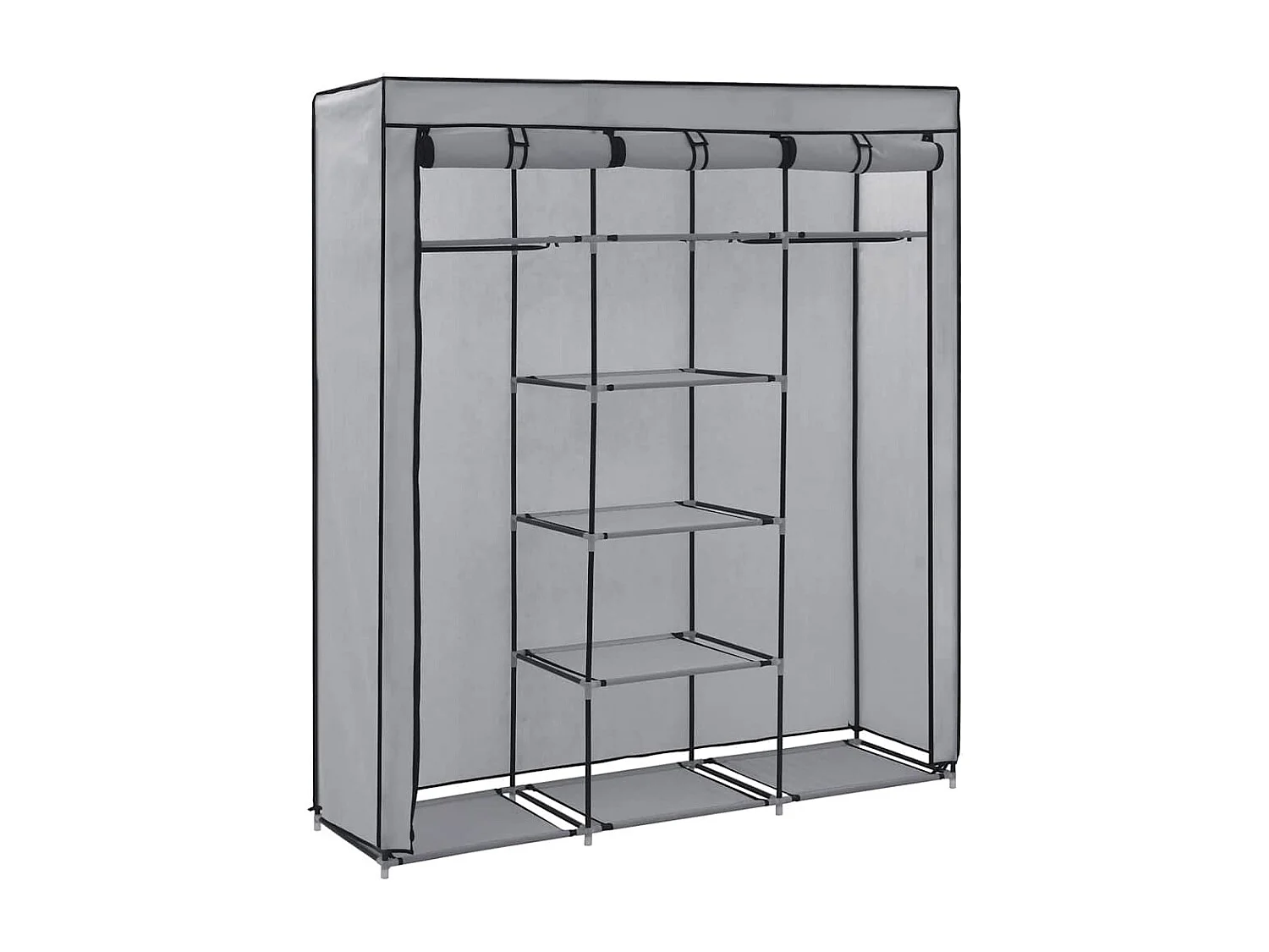 Armoire avec compartiments et barres Gris 150x45x175 cm Tissu