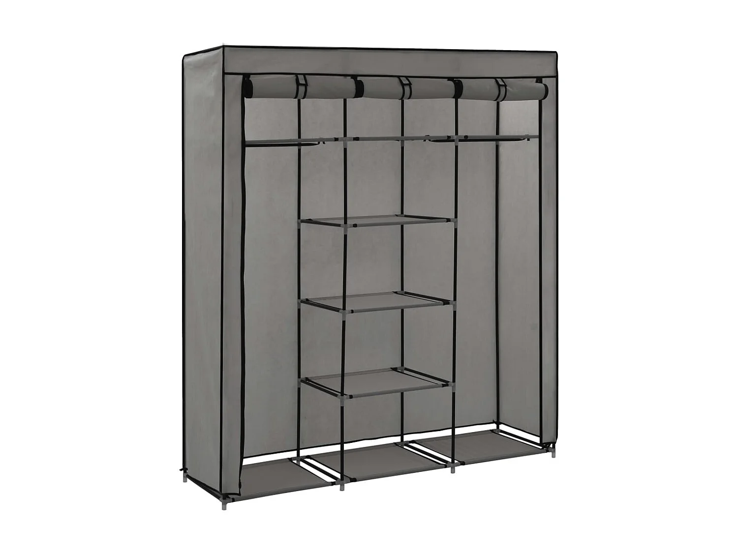 Armoire avec compartiments et barres Gris 150x45x175 cm Tissu