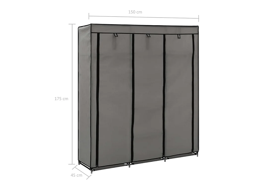 Armoire avec compartiments et barres Gris 150x45x175 cm Tissu